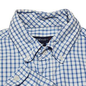 Johnnie-O Blue & White Checkered‎ Button-Down Shirt M 100% Egyptian Cotton